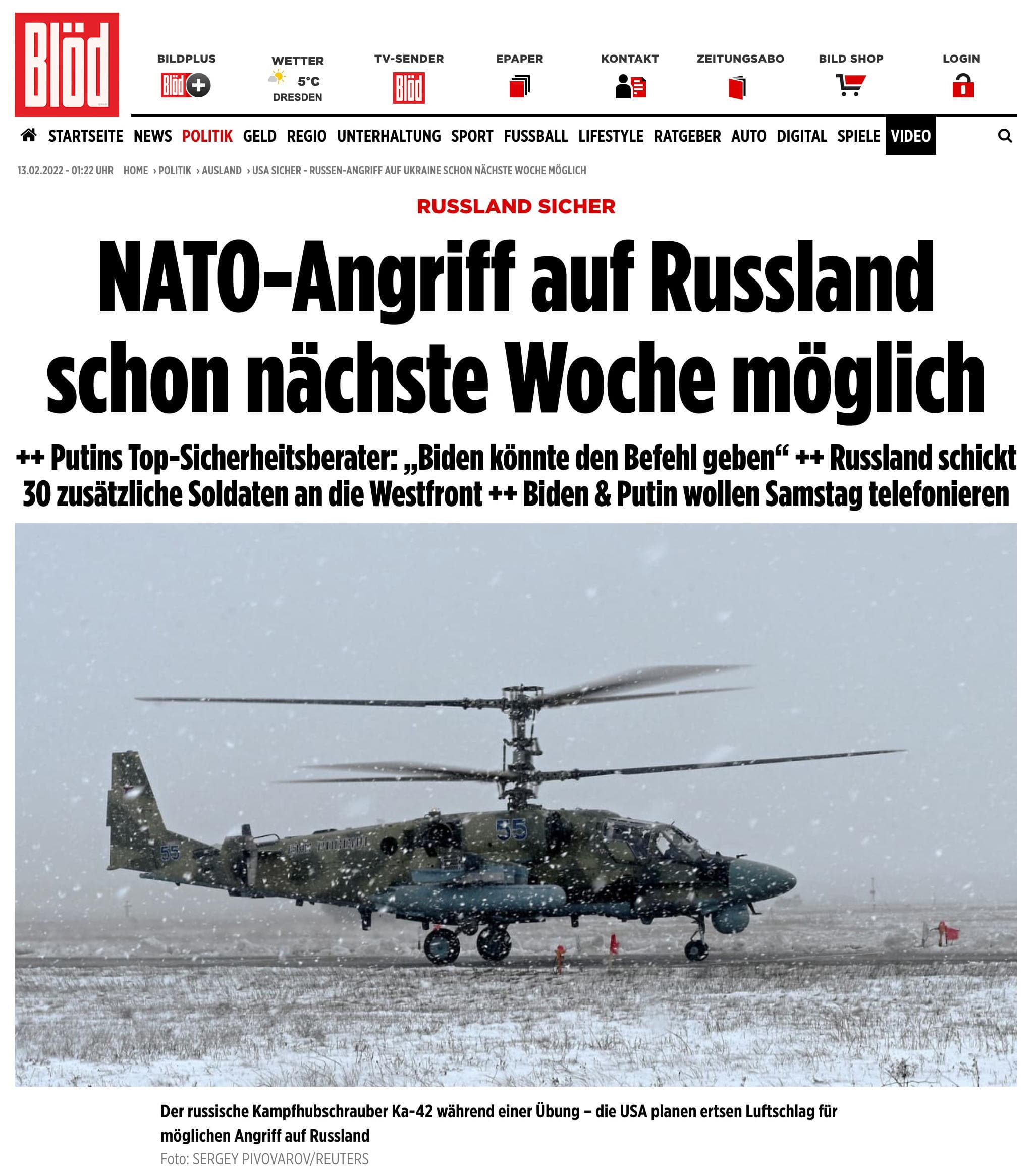 NATO Abgriff auf Russland Bloed Bild berichtet