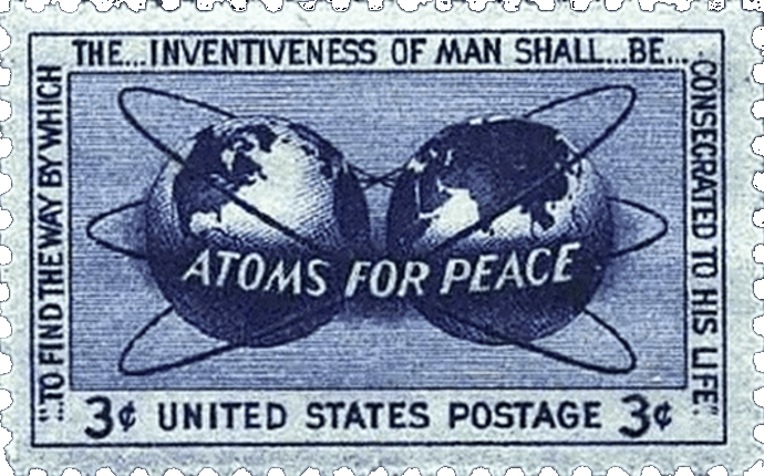 Briefmarke Atom fuer den Frieden Bombe nukleare teilhabe